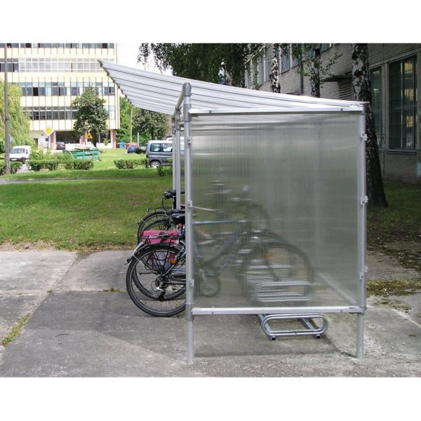 Detalle 6 Refugio bicicletas aluminio económico 5 plazas