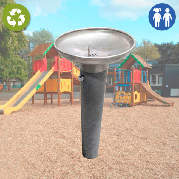 Fuente-bebedero FPAR-02 para colegios o parques infantiles. .Plástico reciclado 100% altura.